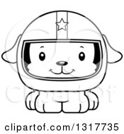 Poster, Art Print Of Cartoon Black And White Cute Happy Puppy Dog Race Car Driver