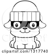 Animal Lineart Clipart Of A Cartoon Black And WhiteCute Happy Puppy Dog Robber Royalty Free Outline Vector Illustration