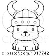 Animal Lineart Clipart Of A Cartoon Black And WhiteCute Happy Puppy Dog Viking Royalty Free Outline Vector Illustration