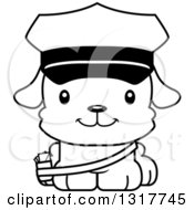 Animal Lineart Clipart Of A Cartoon Black And WhiteCute Happy Puppy Dog Mailman Royalty Free Outline Vector Illustration