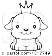 Poster, Art Print Of Cartoon Black And White Cute Happy Puppy Dog Prince