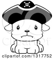 Poster, Art Print Of Cartoon Black And White Cute Mad Puppy Dog Pirate