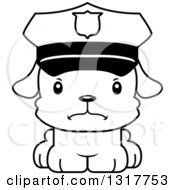 Cartoon Black And White Cute Mad Puppy Dog Police Officer