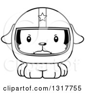 Poster, Art Print Of Cartoon Black And White Cute Mad Puppy Dog Race Car Driver