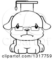 Animal Lineart Clipart Of A Cartoon Black And WhiteCute Mad Puppy Dog Professor Royalty Free Outline Vector Illustration