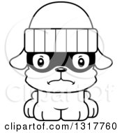 Animal Lineart Clipart Of A Cartoon Black And WhiteCute Mad Puppy Dog Robber Royalty Free Outline Vector Illustration