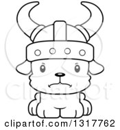 Animal Lineart Clipart Of A Cartoon Black And WhiteCute Mad Puppy Dog Viking Royalty Free Outline Vector Illustration