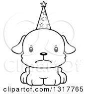 Poster, Art Print Of Cartoon Black And White Cute Mad Puppy Dog Wizard