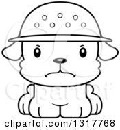 Animal Lineart Clipart Of A Cartoon Black And WhiteCute Mad Puppy Dog Zookeeper Royalty Free Outline Vector Illustration