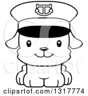 Poster, Art Print Of Cartoon Black And White Cute Happy Puppy Dog Captain