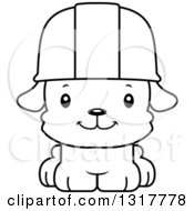 Poster, Art Print Of Cartoon Black And White Cute Happy Puppy Dog Construction Worker