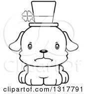 Animal Lineart Clipart Of A Cartoon Black And WhiteCute Mad Irish St Patricks Day Puppy Dog Royalty Free Outline Vector Illustration
