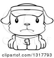 Animal Lineart Clipart Of A Cartoon Black And WhiteCute Mad Puppy Dog Lifeguard Royalty Free Outline Vector Illustration
