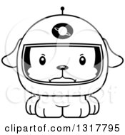 Poster, Art Print Of Cartoon Black And White Cute Mad Puppy Dog Astronaut