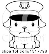 Animal Lineart Clipart Of A Cartoon Black And WhiteCute Mad Puppy Dog Captain Royalty Free Outline Vector Illustration