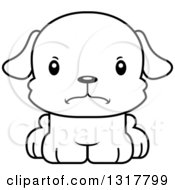 Animal Lineart Clipart Of A Cartoon Black And WhiteCute Mad Puppy Dog Royalty Free Outline Vector Illustration