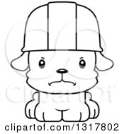 Poster, Art Print Of Cartoon Black And White Cute Mad Puppy Dog Construction Worker