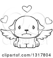 Poster, Art Print Of Cartoon Black And White Cute Mad Puppy Dog Cupid