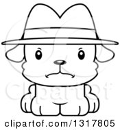 Poster, Art Print Of Cartoon Black And White Cute Mad Puppy Dog Detective