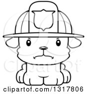 Poster, Art Print Of Cartoon Black And White Cute Mad Puppy Dog Fireman