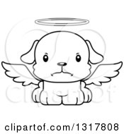 Poster, Art Print Of Cartoon Black And White Cute Mad Puppy Dog Angel