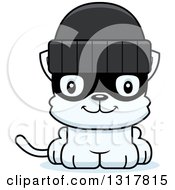 Animal Clipart Of A Cartoon Cute Happy White Kitten Cat Robber Royalty Free Vector Illustration
