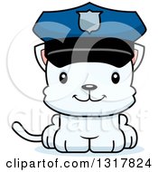 Poster, Art Print Of Cartoon Cute Happy White Kitten Cat Police Officer