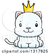 Poster, Art Print Of Cartoon Cute Happy White Kitten Cat Prince