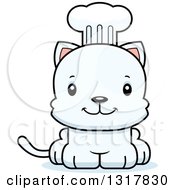 Poster, Art Print Of Cartoon Cute Happy White Kitten Cat Chef