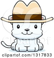 Poster, Art Print Of Cartoon Cute Happy White Kitten Cat Cowboy