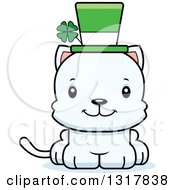 Poster, Art Print Of Cartoon Cute Happy Irish St Patricks Day White Kitten Cat