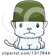 Poster, Art Print Of Cartoon Cute Mad White Kitten Cat Army Soldier