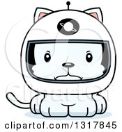 Poster, Art Print Of Cartoon Cute Mad White Kitten Cat Astronaut