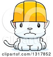 Poster, Art Print Of Cartoon Cute Mad White Kitten Cat Construction Worker