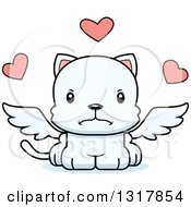 Poster, Art Print Of Cartoon Cute Mad White Kitten Cat Cupid