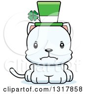 Poster, Art Print Of Cartoon Cute Mad Irish St Patricks Day White Kitten Cat