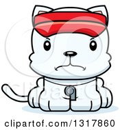 Animal Clipart Of A Cartoon Cute Mad White Kitten Cat Lifeguard Royalty Free Vector Illustration