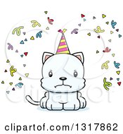 Poster, Art Print Of Cartoon Cute Mad White Party Kitten Cat