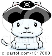 Poster, Art Print Of Cartoon Cute Mad White Kitten Cat Pirate Captain