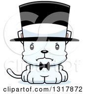 Poster, Art Print Of Cartoon Cute Mad White Kitten Cat Gentleman Wearing A Top Hat