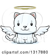 Poster, Art Print Of Cartoon Cute Happy White Kitten Cat Angel