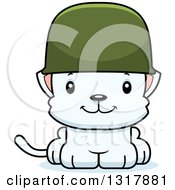 Poster, Art Print Of Cartoon Cute Happy White Kitten Cat Army Soldier