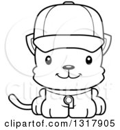Poster, Art Print Of Cartoon Black And White Cute Happy Kitten Cat Coach