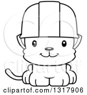 Poster, Art Print Of Cartoon Black And White Cute Happy Kitten Cat Construction Worker
