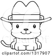 Poster, Art Print Of Cartoon Black And White Cute Happy Kitten Cat Cowboy
