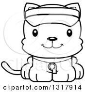 Animal Lineart Clipart Of A Cartoon Black And White Cute Happy Kitten Cat Lifeguard Royalty Free Outline Vector Illustration