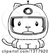 Poster, Art Print Of Cartoon Black And White Cute Mad Kitten Cat Astronaut