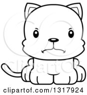 Animal Lineart Clipart Of A Cartoon Black And White Cute Mad Kitten Cat Royalty Free Outline Vector Illustration