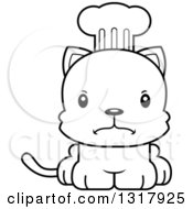 Poster, Art Print Of Cartoon Black And White Cute Mad Kitten Cat Chef