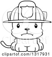 Poster, Art Print Of Cartoon Black And White Cute Mad Kitten Cat Fireman